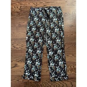 Loft women’s sleepwear pajama pants Sz. L black blue floral print